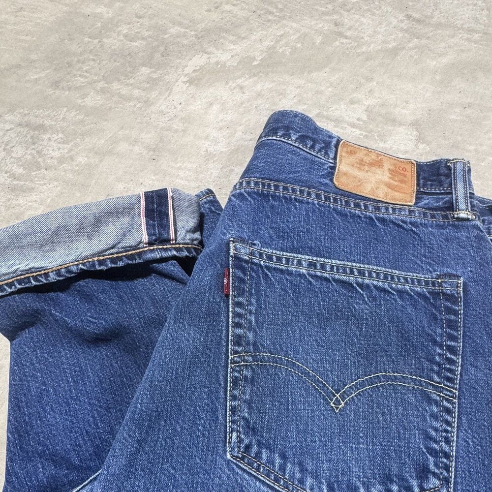 Levis White Oak Cone Denim Jeans Mens 36x30 Dark Wash Made in Mexico Straight